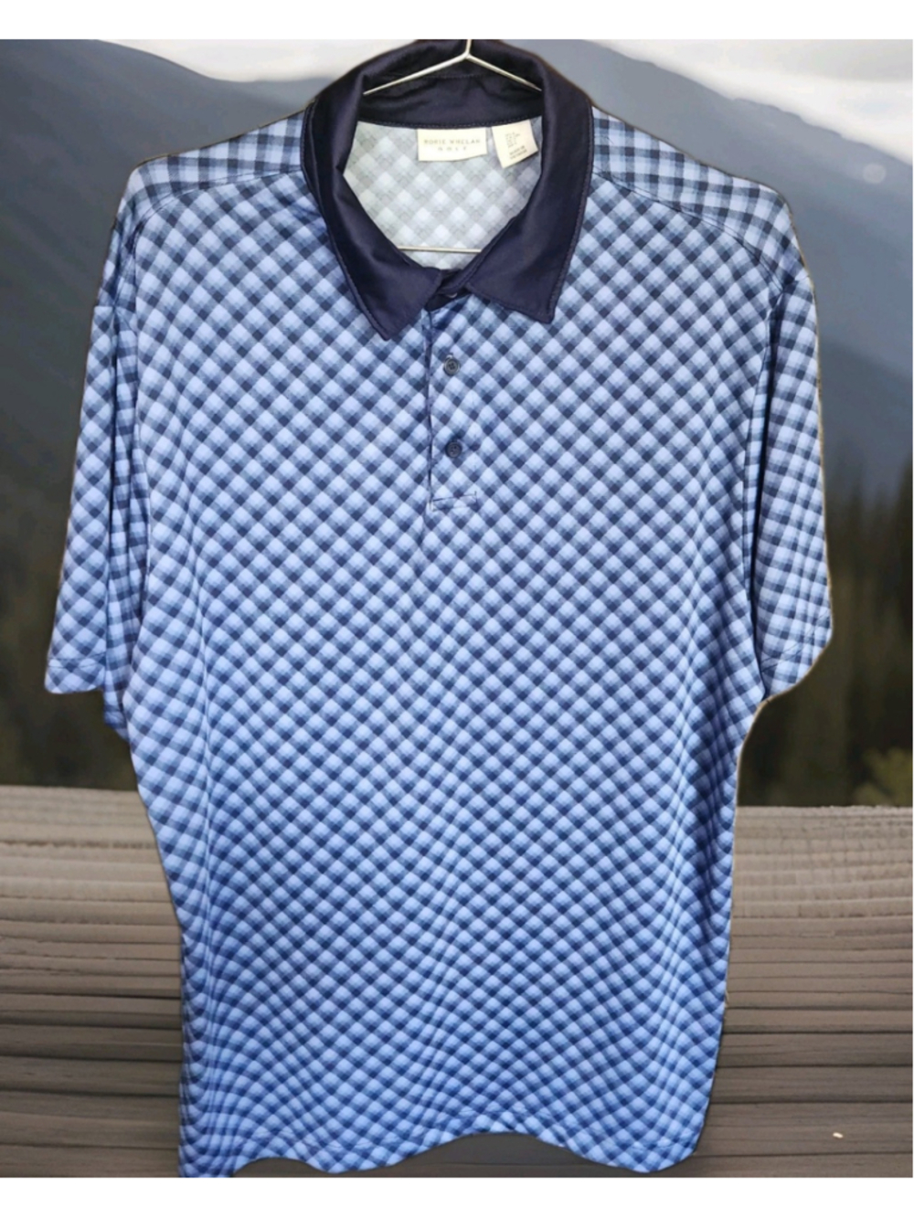 Rorie Whelan Men Golf Polo Shirt Large Short Sleeves Checkered Performance